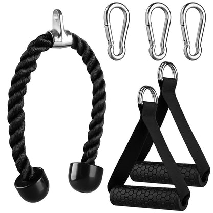 fitness Cable Pulley System Machine Attachments Tricep Rope Handles Grips Home Gym Equipment Weight Lifting Workout Acessories