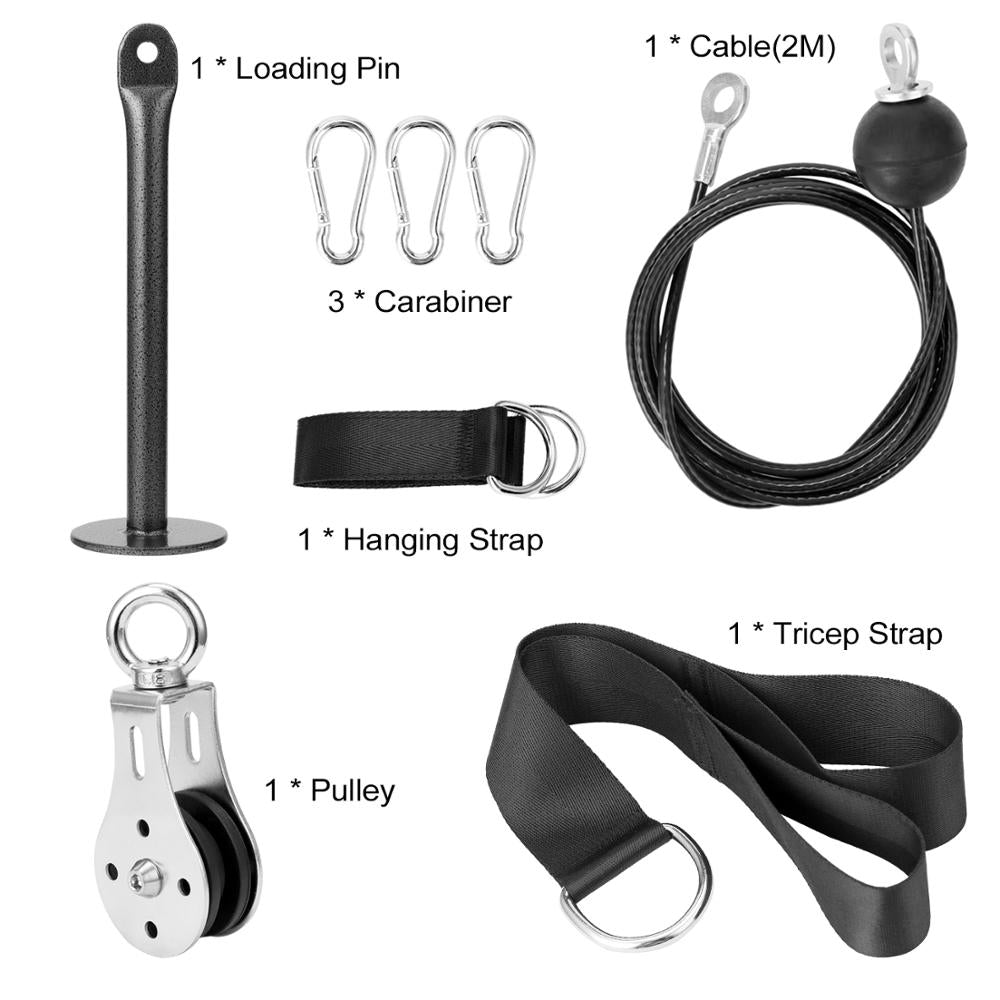 fitness Cable Pulley System Machine Attachments Tricep Rope Handles Grips Home Gym Equipment Weight Lifting Workout Acessories