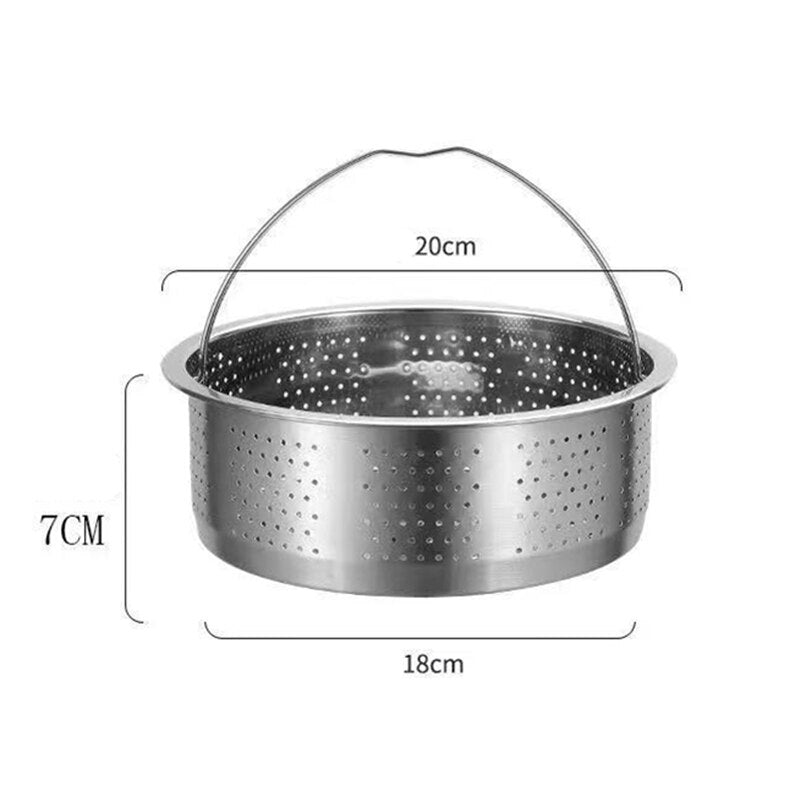 Kitchen Novel Stainless Steel Food Steamer Basket with Silicone Handle Feet Rice Pressure Cooker Steaming Grid Cooking Utensils