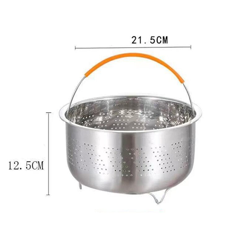 Kitchen Novel Stainless Steel Food Steamer Basket with Silicone Handle Feet Rice Pressure Cooker Steaming Grid Cooking Utensils