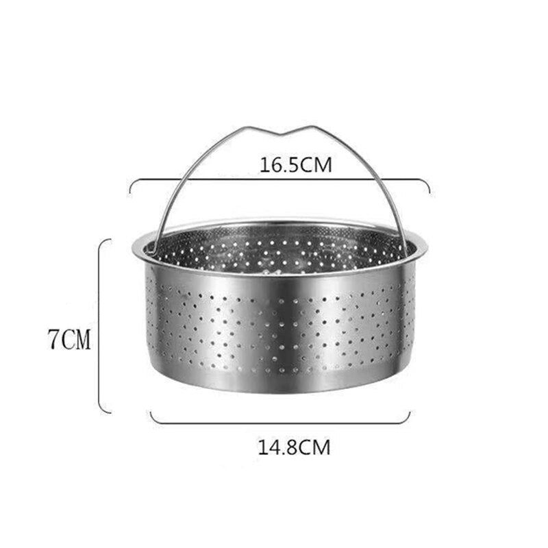 Kitchen Novel Stainless Steel Food Steamer Basket with Silicone Handle Feet Rice Pressure Cooker Steaming Grid Cooking Utensils