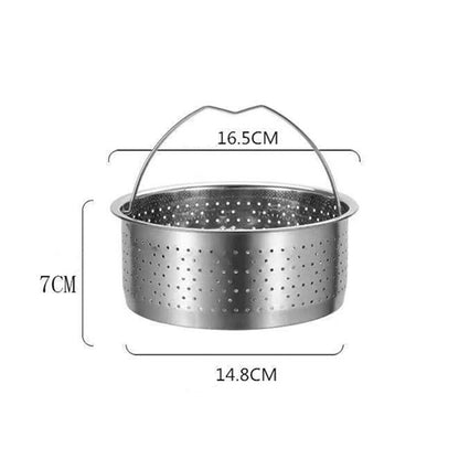 Kitchen Novel Stainless Steel Food Steamer Basket with Silicone Handle Feet Rice Pressure Cooker Steaming Grid Cooking Utensils