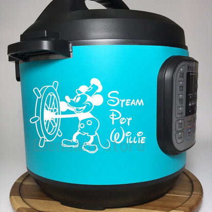 Steam Boat Willie Instant Pot Vinyl Sticker Mickey Steam Pot Decals Decor For Funny Kitchen Removable Waterproof Vinyl Decal