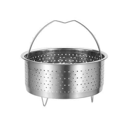 Kitchen Novel Stainless Steel Food Steamer Basket with Silicone Handle Feet Rice Pressure Cooker Steaming Grid Cooking Utensils