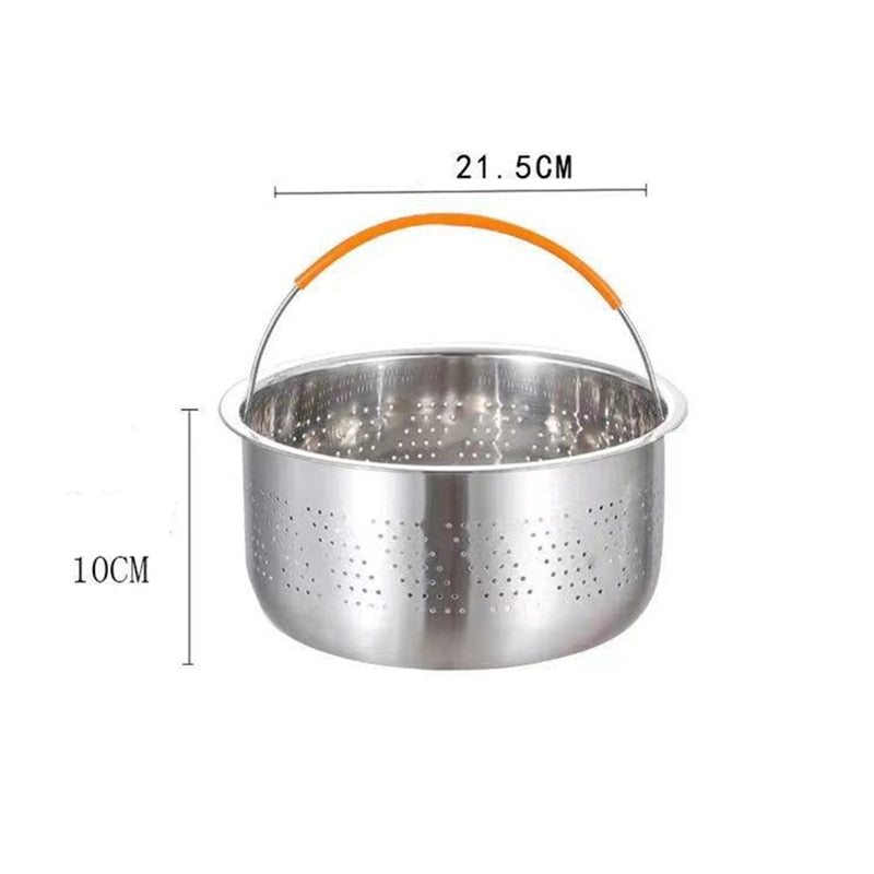 Kitchen Novel Stainless Steel Food Steamer Basket with Silicone Handle Feet Rice Pressure Cooker Steaming Grid Cooking Utensils