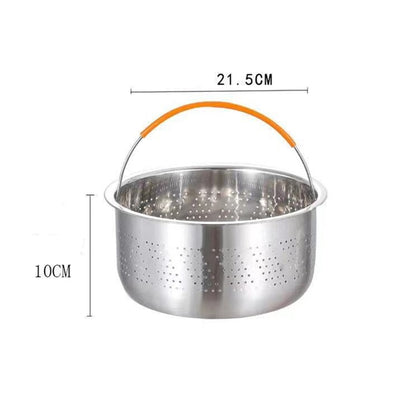 Kitchen Novel Stainless Steel Food Steamer Basket with Silicone Handle Feet Rice Pressure Cooker Steaming Grid Cooking Utensils