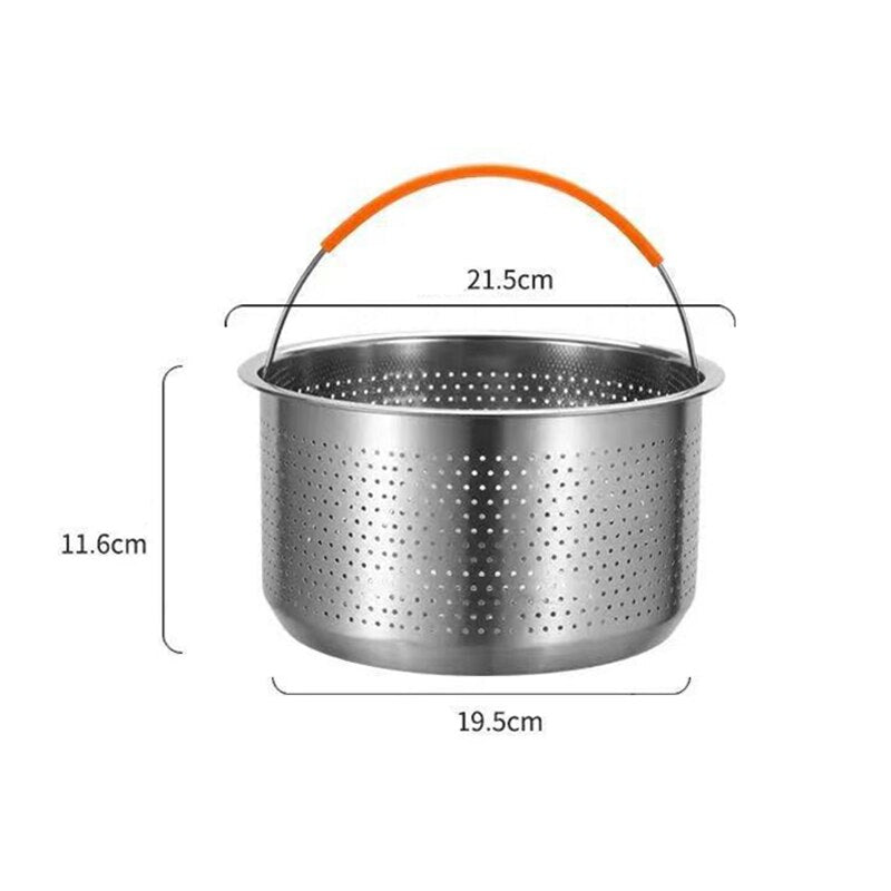 Kitchen Novel Stainless Steel Food Steamer Basket with Silicone Handle Feet Rice Pressure Cooker Steaming Grid Cooking Utensils