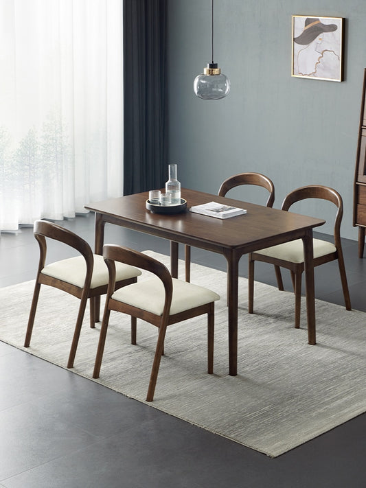 Solid wood dining tables and chairs small household type Nordic black walnut wood table Japanese rectangular table