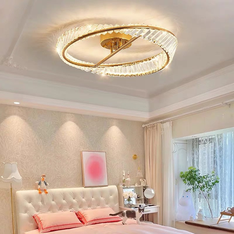 2023 Luxury Ceiling Lamps Modern Bedroom Crystal Led Chandelier Lamps Living Room Ceiling Lights Luster Indoor Lighting Fixtures