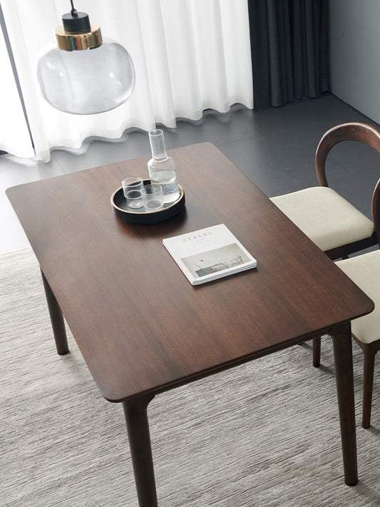 Solid wood dining tables and chairs small household type Nordic black walnut wood table Japanese rectangular table